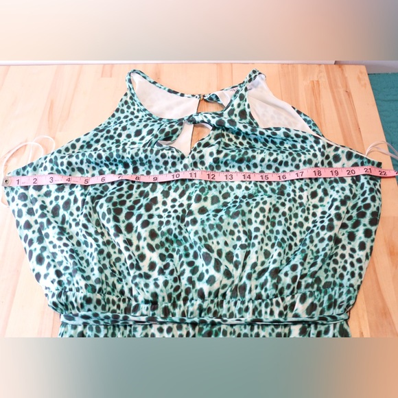 Jennifer Lopez Green Leopard Print Halter Maxi Dress Size 16 Casual Feminine - Picture 9 of 14